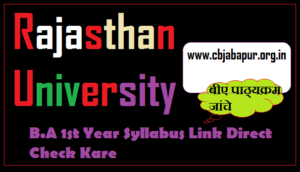 Rajasthan University BA 1st Year Syllabus Pdf