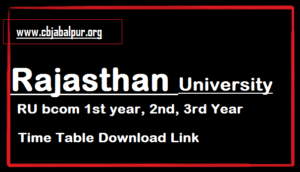 Rajasthan University BCOM Time Table