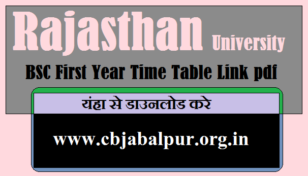 Rajasthan University BSC 1st Year Time Table